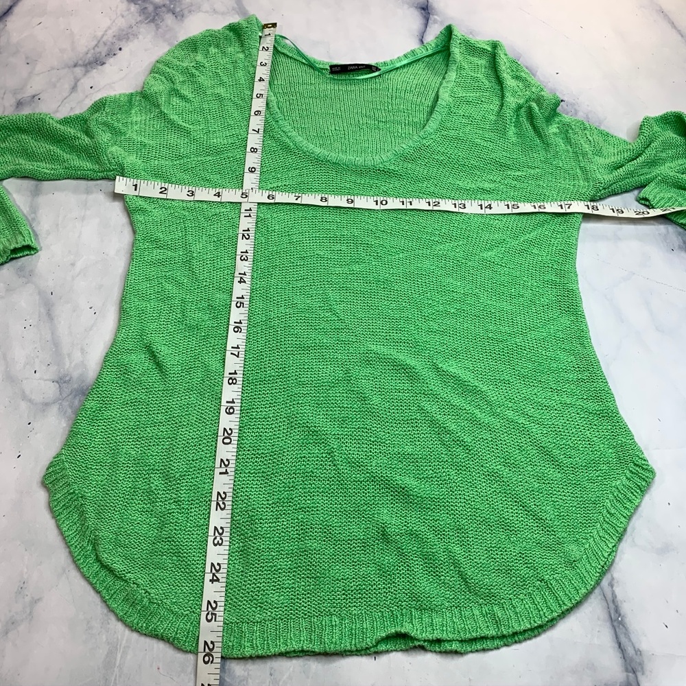 Zara Knit Bright Green Open Knit ScoopNeck Sweater - Picture 5 of 8